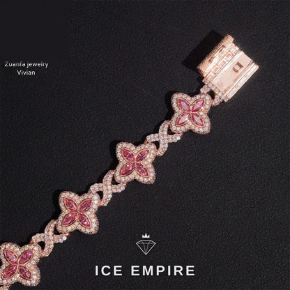Iced Out Rose Gold Moissanite Cuban Chain