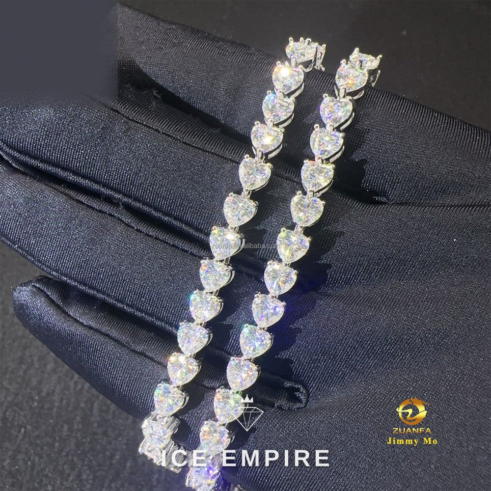 Iced Out Heart Gold Plated Moissanite Tennis Chain