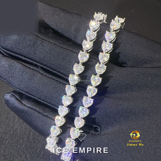 Iced Out Heart Gold Plated Moissanite Tennis Chain