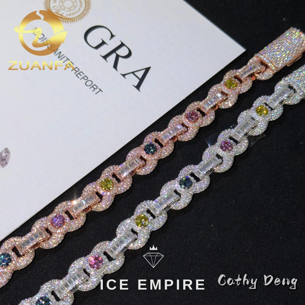 Iced Out 925 Silver Moissanite Cuban Chain