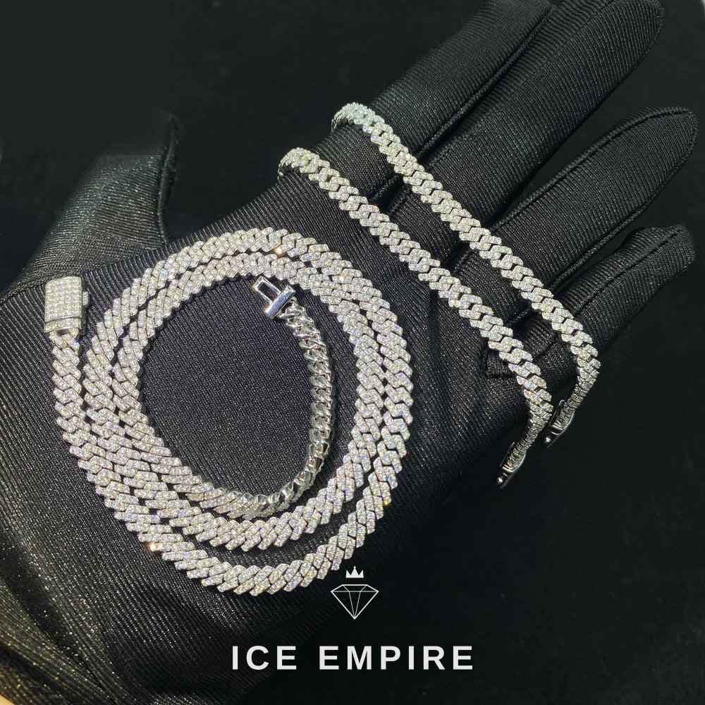 Iced Out 925 Silver Moissanite Cuban Chain