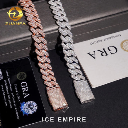 Iced Out 925 Silver Moissanite Cuban Chain