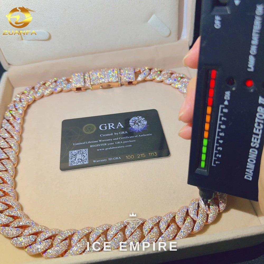 Iced Out Rose Gold Plated Moissanite Cuban Chain