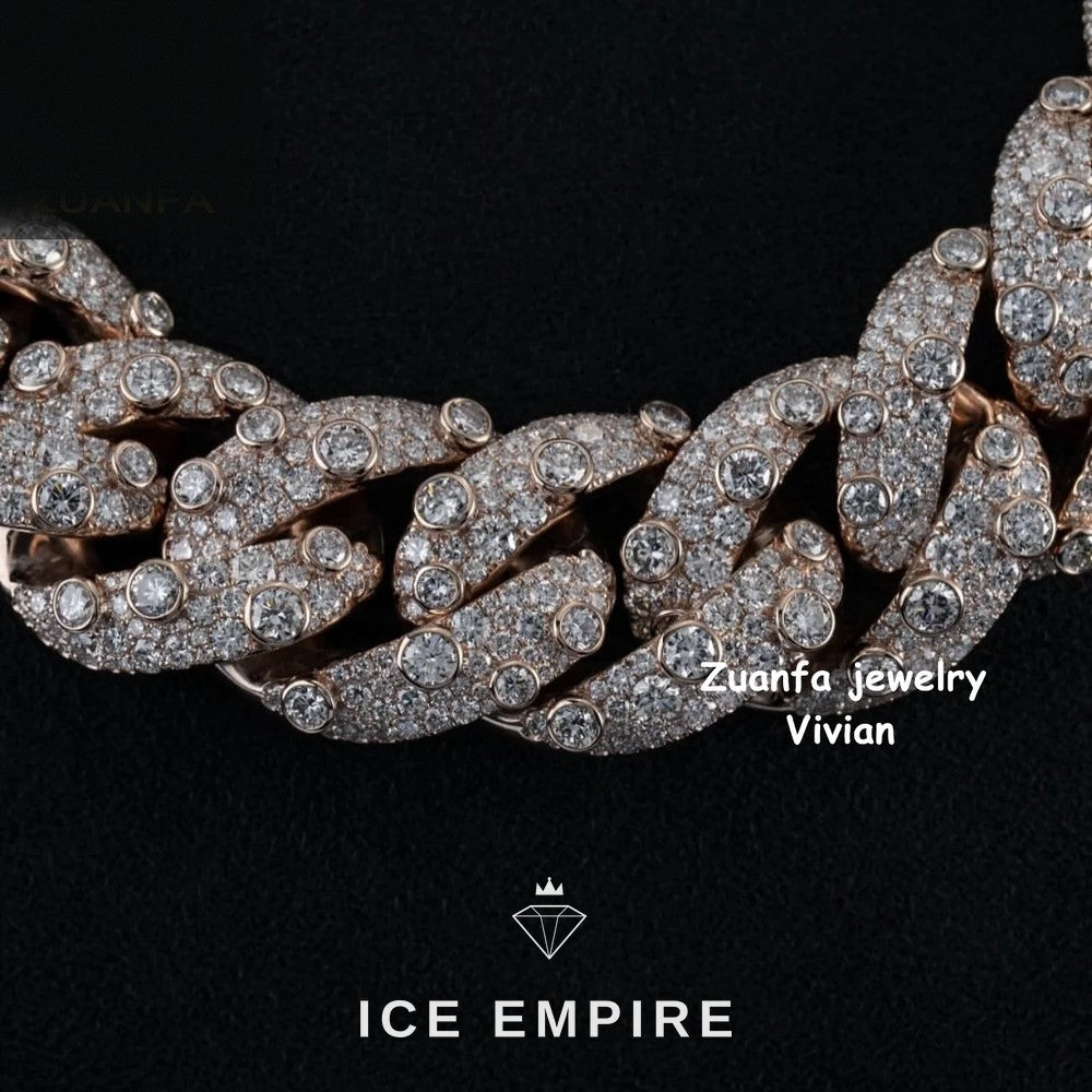 Iced Out Rose Gold Plated Moissanite Cuban Chain