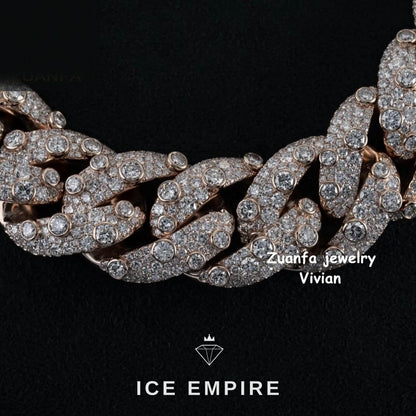 Iced Out Rose Gold Plated Moissanite Cuban Chain
