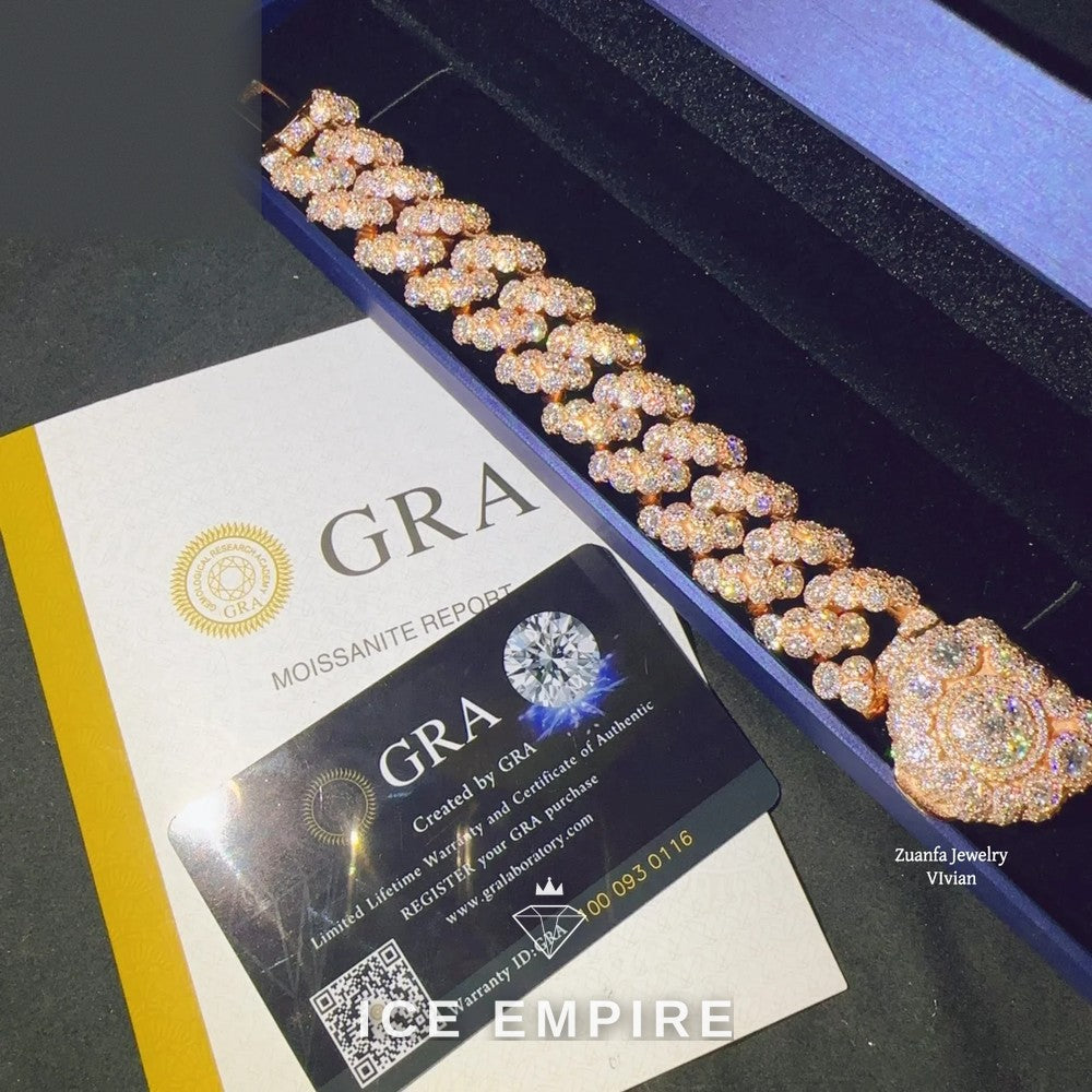 Iced Out Rose Gold Plated Moissanite Cuban Chain