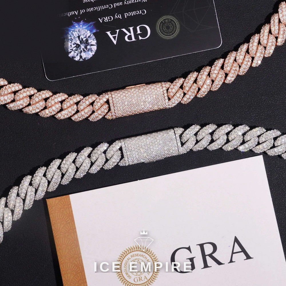 Iced Out Rose Gold Plated Moissanite Cuban Chain