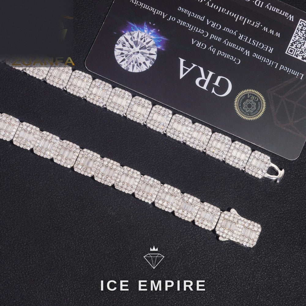 Iced Out Baguette Rose Gold Moissanite Cuban Chain