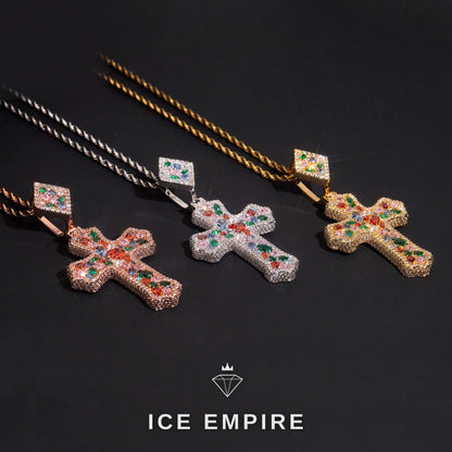 Iced Out Cross Rose Gold Plated Pendant