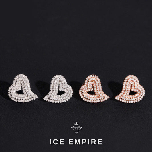 Iced Out Heart Gold Plated Moissanite Stud Earrings