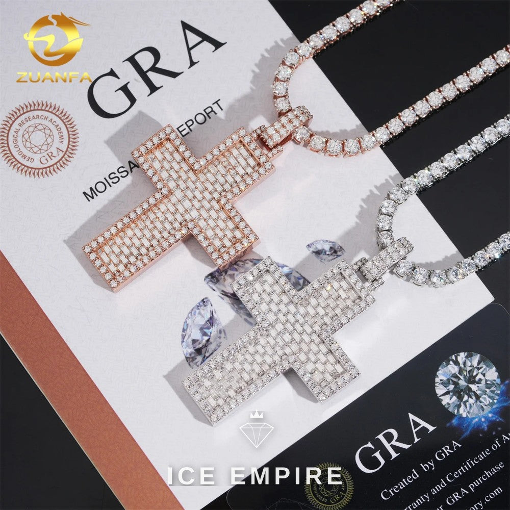 Iced Out Cross Rose Gold Plated Tennis Chain