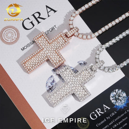 Iced Out Cross Rose Gold Plated Tennis Chain