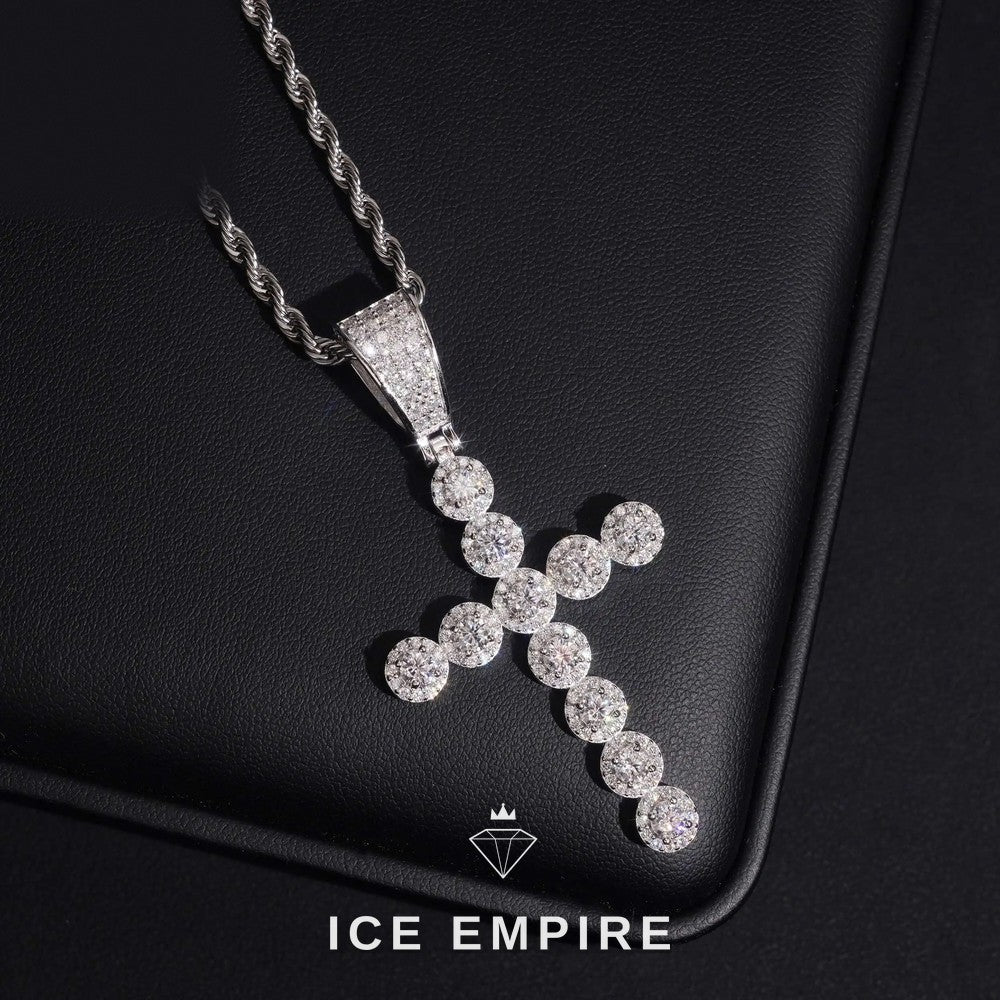Iced Out Cross Rose Gold Plated Moissanite Pendant