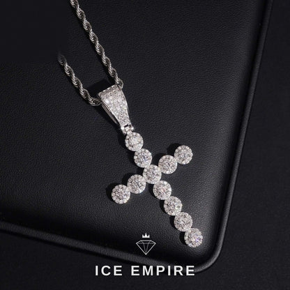 Iced Out Cross Rose Gold Plated Moissanite Pendant