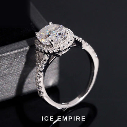 Iced Out Cluster Rose Gold Plated Moissanite Engagement Ring