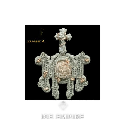 Iced Out Baguette Rose Gold Plated Moissanite Pendant