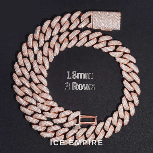 Iced Out Rose Gold Plated Moissanite Cuban Chain