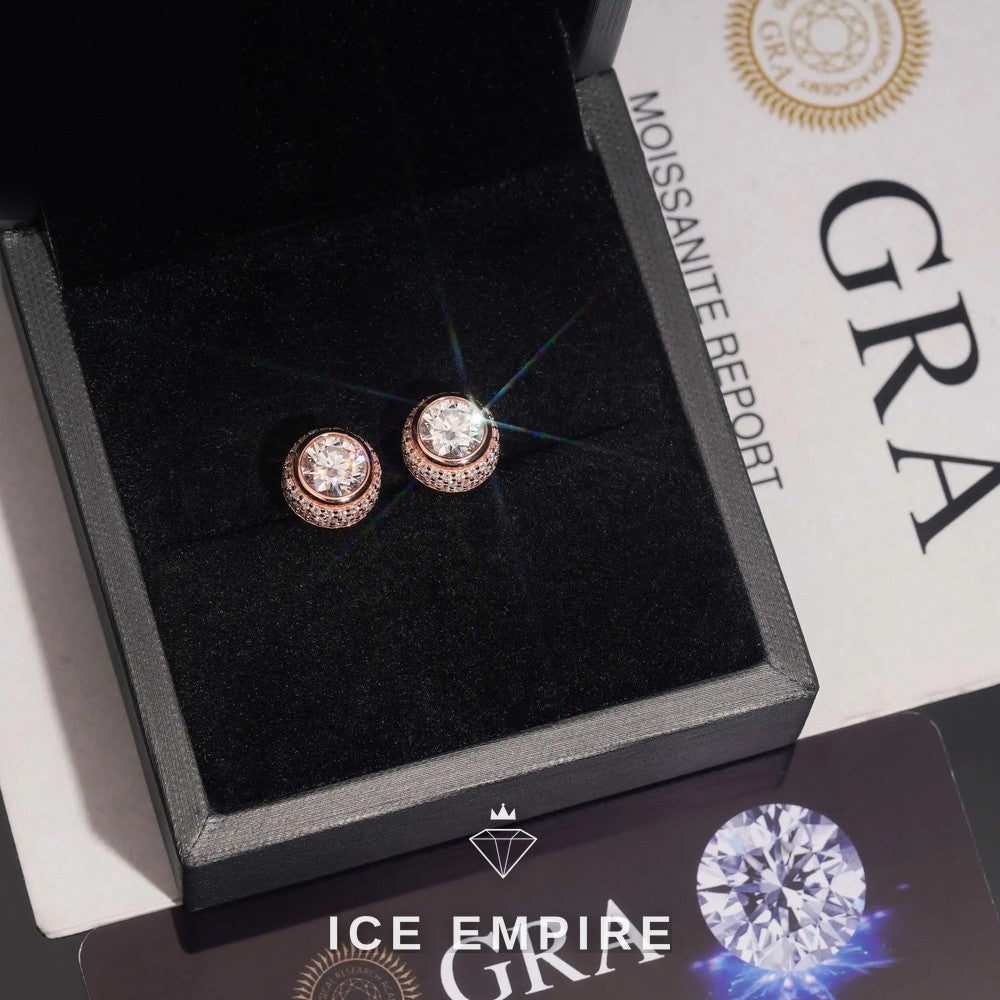 Iced Out 18K Gold Moissanite Stud Earrings