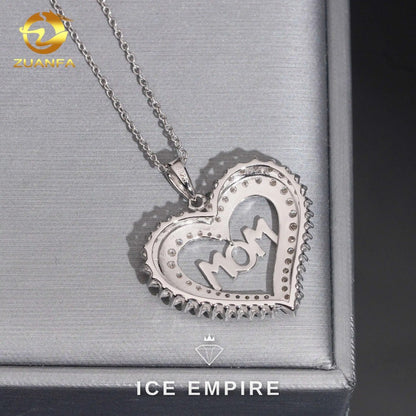 Iced Out Heart 925 Silver Lab Grown Diamond Pendant