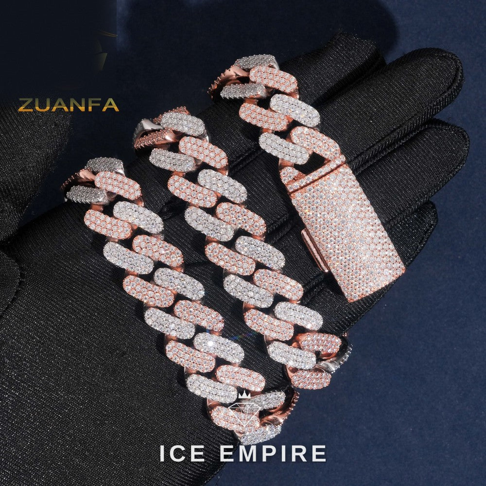 Iced Out Rose Gold Plated Moissanite Cuban Chain