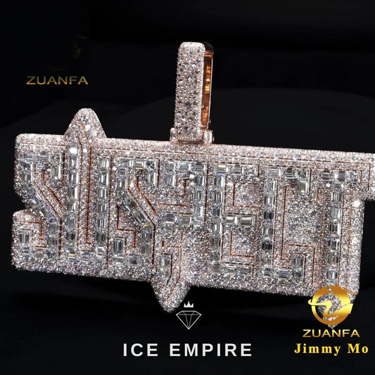 Iced Out Baguette 925 Silver Moissanite Pendant