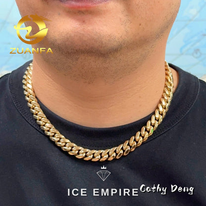 Iced Out 14K Gold Cuban Chain
