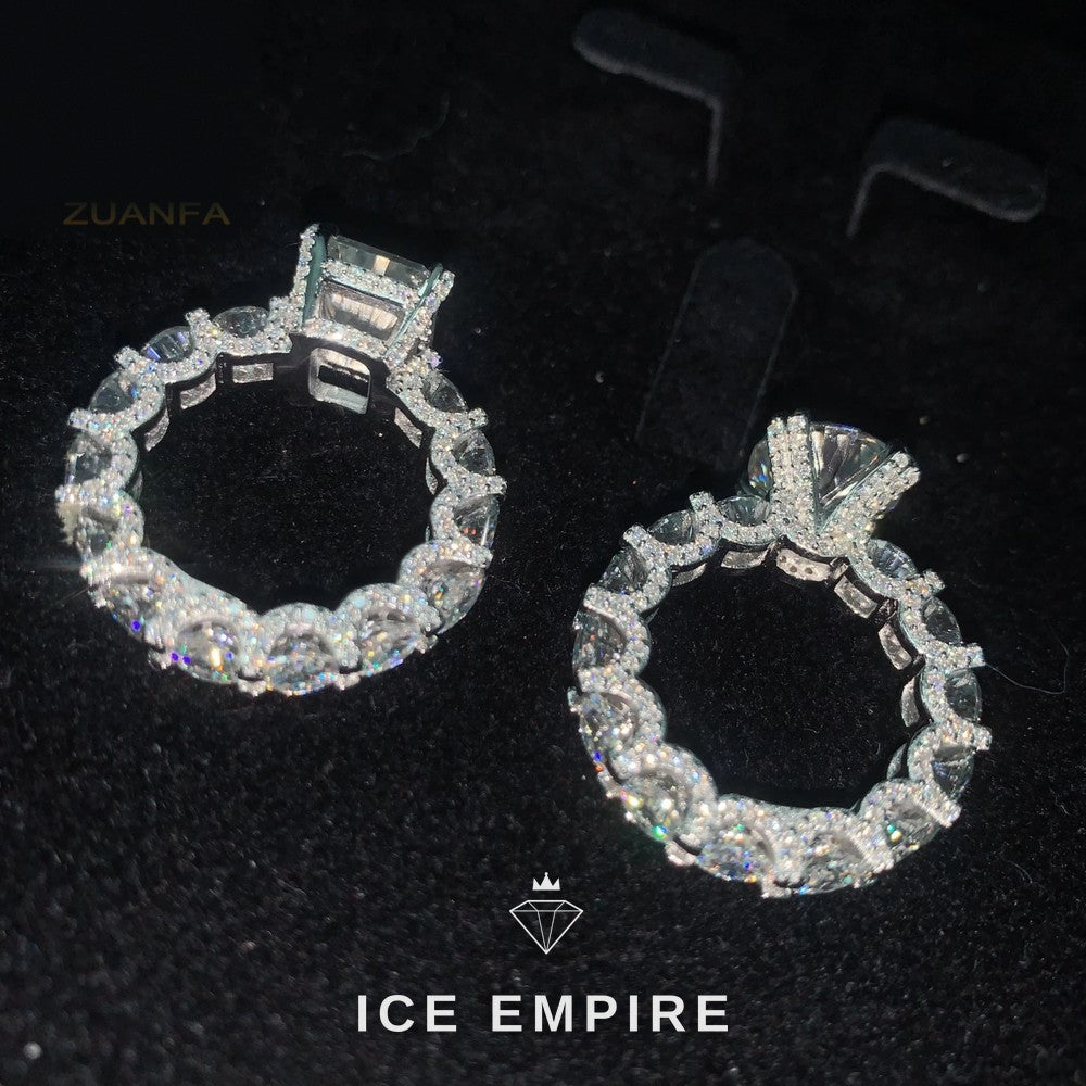 Iced Out 925 Silver Moissanite Wedding Band