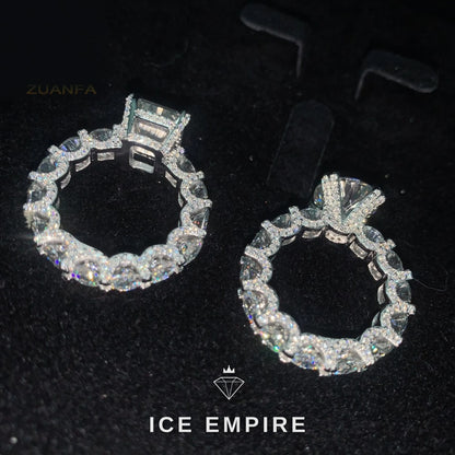 Iced Out 925 Silver Moissanite Wedding Band