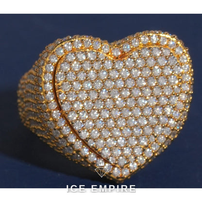 Iced Out Heart 925 Silver Moissanite Ring
