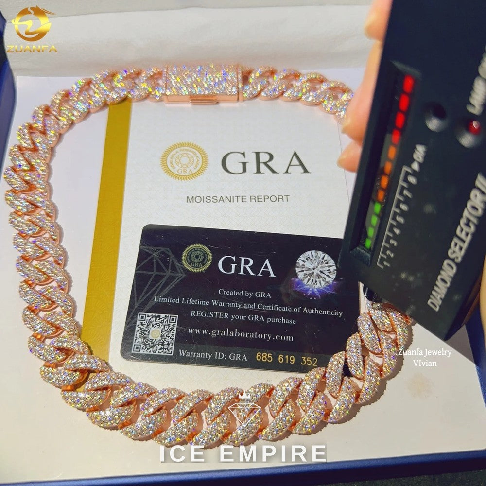 Iced Out Rose Gold Plated Moissanite Cuban Chain