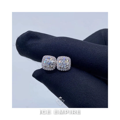 Iced Out 925 Silver Moissanite Stud Earrings