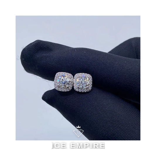 Iced Out 925 Silver Moissanite Stud Earrings