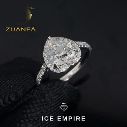 Iced Out Heart 14K Gold Moissanite Engagement Ring