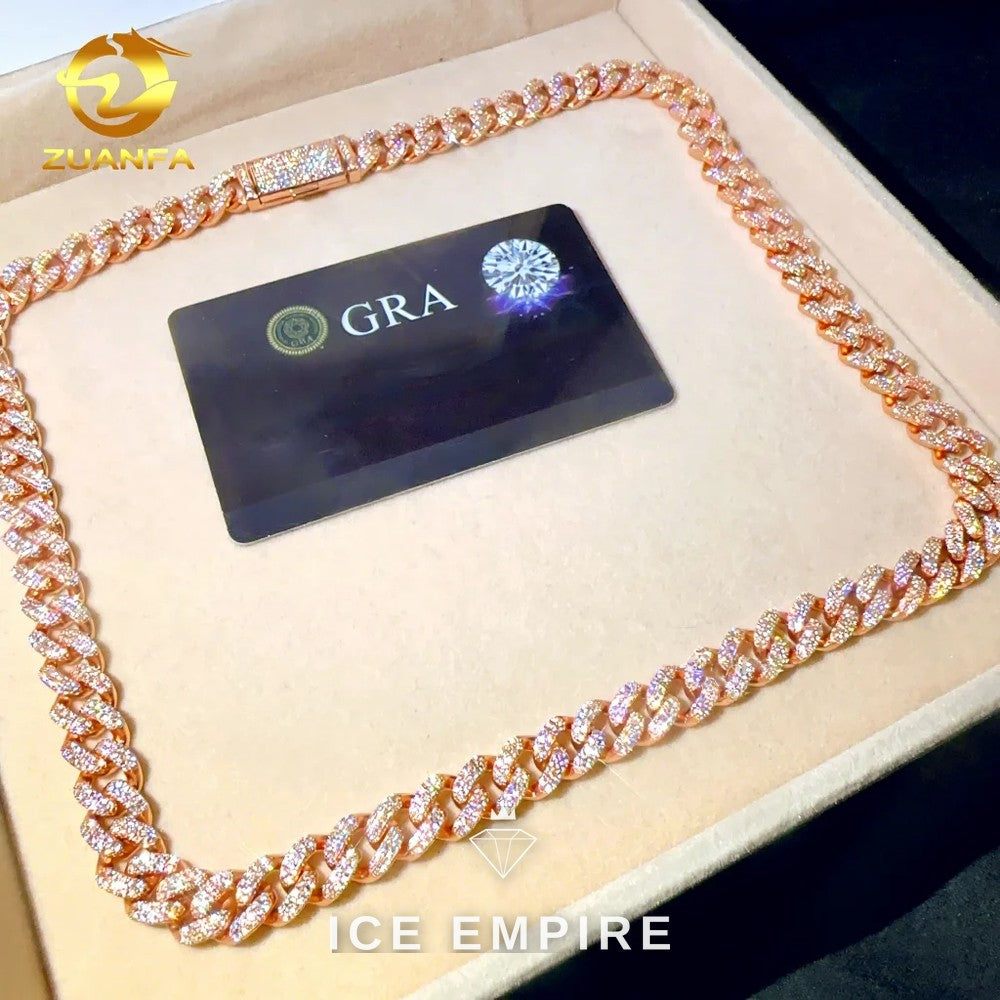 Iced Out Rose Gold Plated Moissanite Cuban Chain