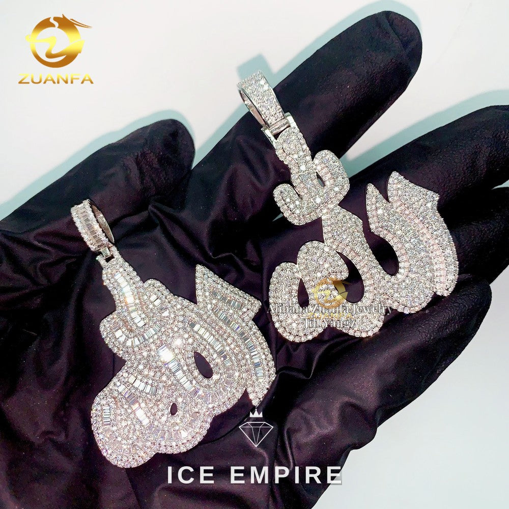 Iced Out Baguette 925 Silver Moissanite Pendant