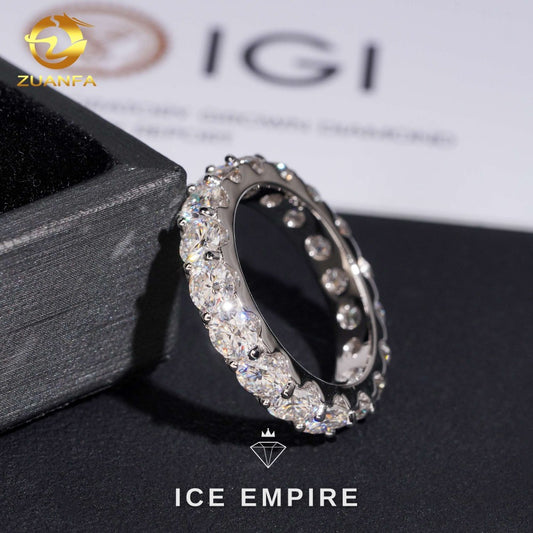 Iced Out 10K Gold Lab Grown Diamond Wedding Band