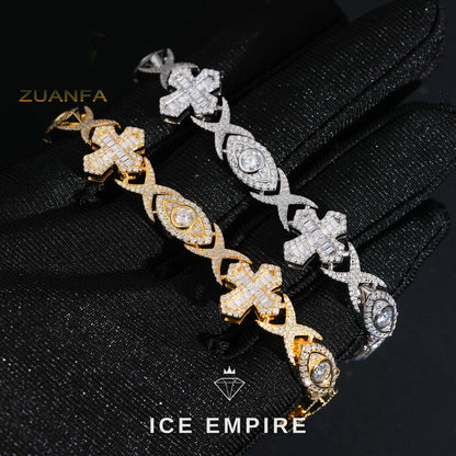 Iced Out Cross Rose Gold Plated Moissanite Cuban Chain