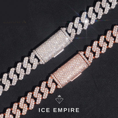 Iced Out 925 Silver Moissanite Cuban Chain