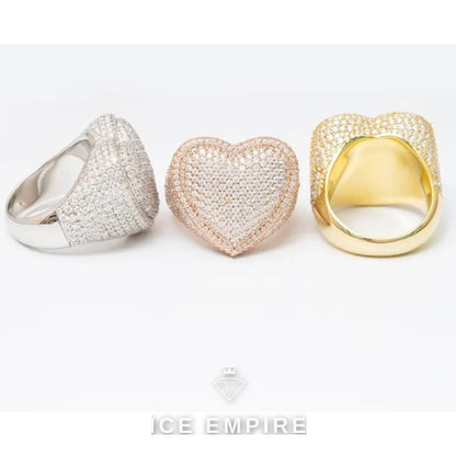 Iced Out Heart Gold Plated Moissanite Ring