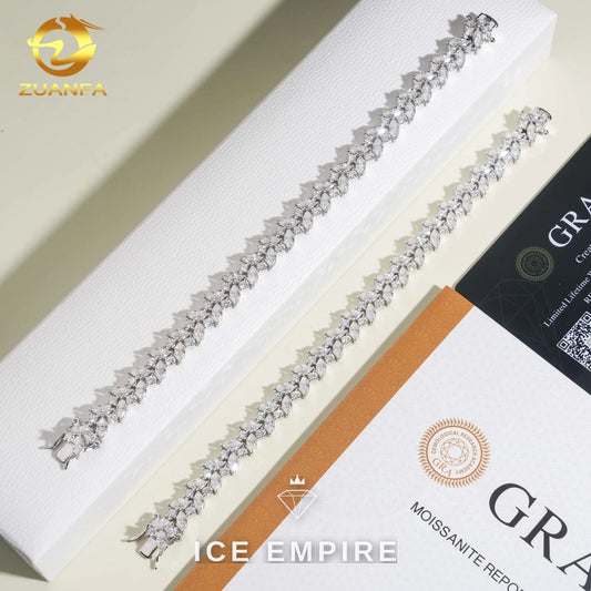 Iced Out 925 Silver Moissanite Tennis Bracelet