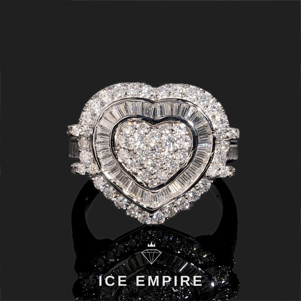 Iced Out Baguette 925 Silver Moissanite Ring