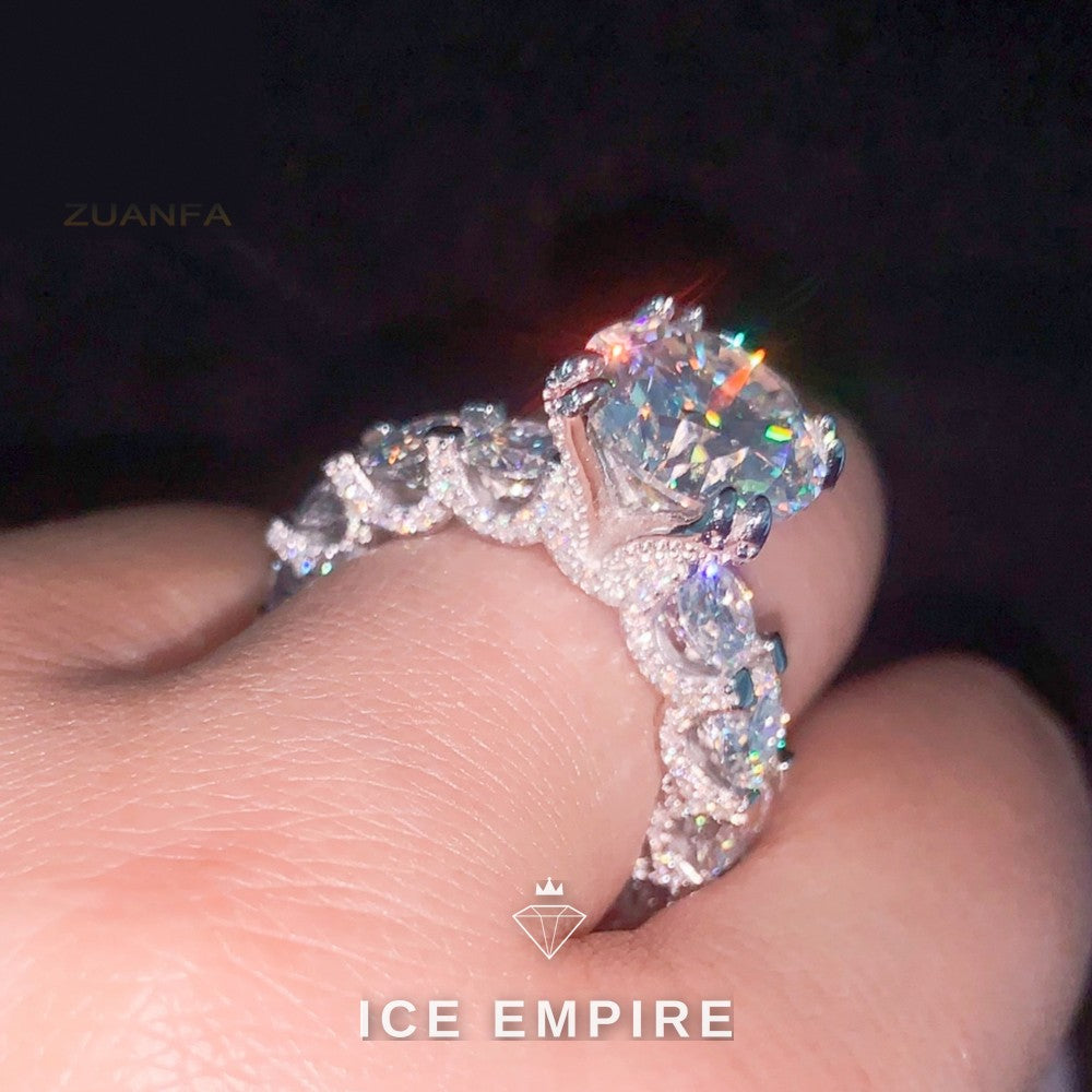 Iced Out 925 Silver Moissanite Wedding Band