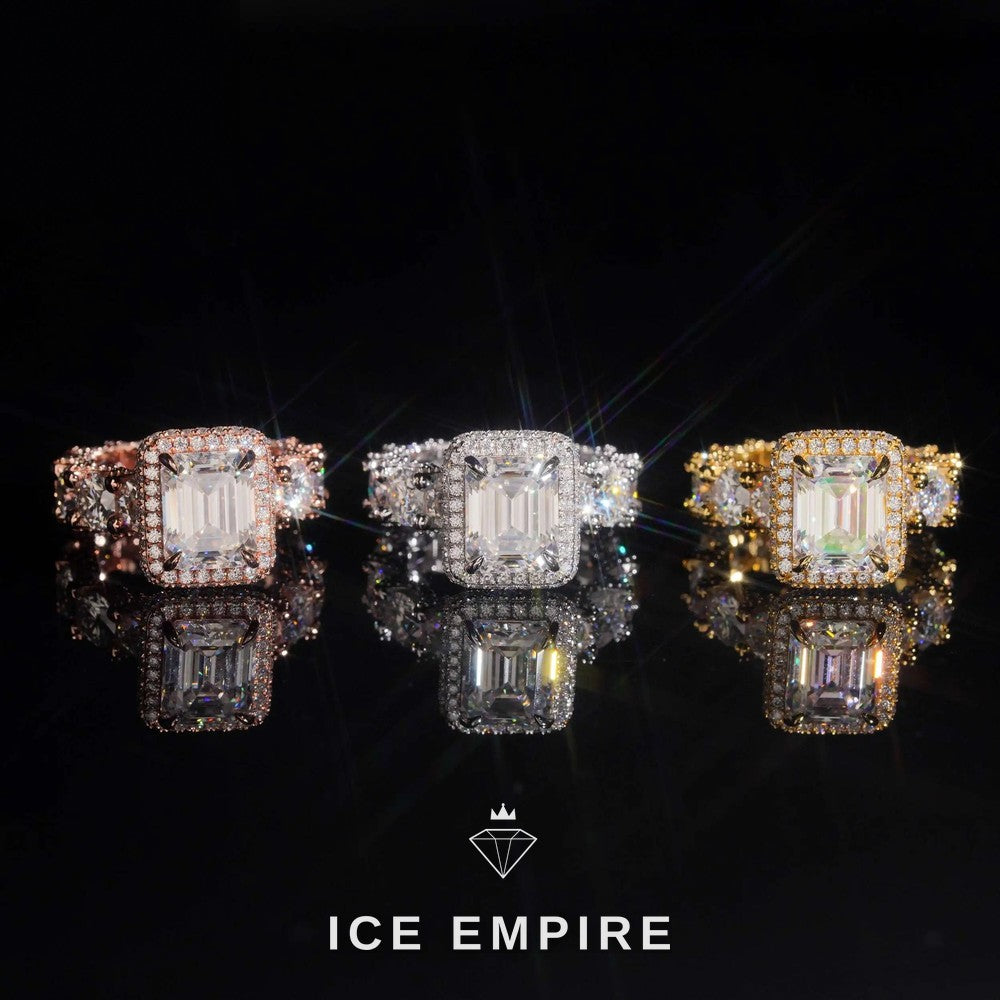 Iced Out 925 Silver Moissanite Engagement Ring