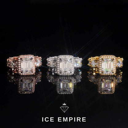 Iced Out 925 Silver Moissanite Engagement Ring