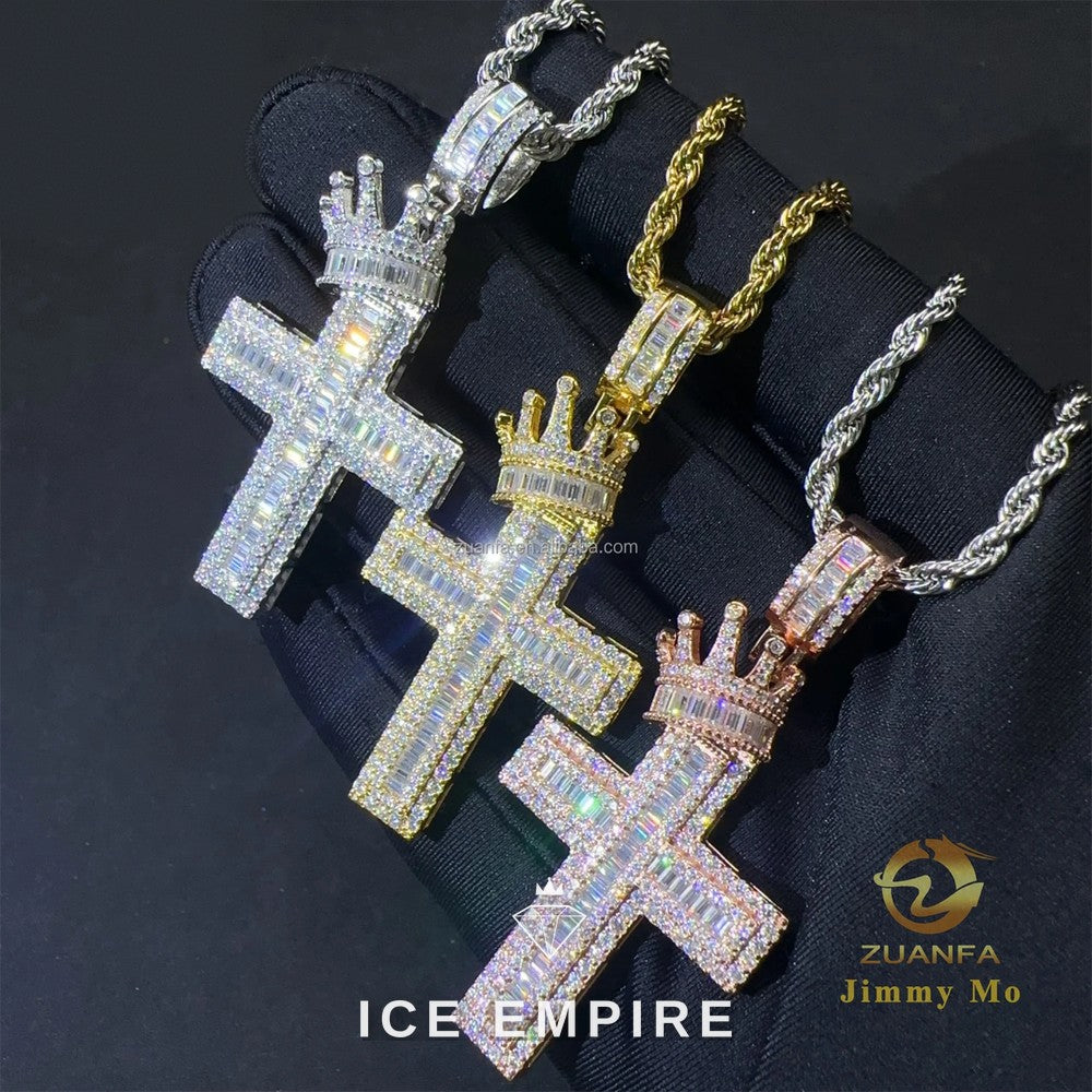 Iced Out Baguette Rose Gold Plated Moissanite Pendant