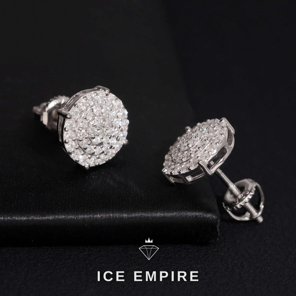 Iced Out 14K Gold Moissanite Stud Earrings