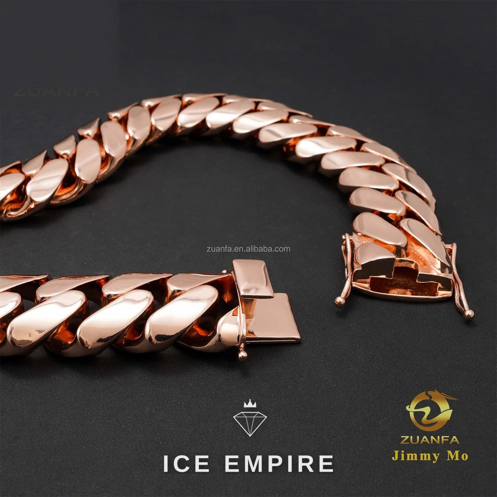 Iced Out Rose Gold Plated Cuban Chain