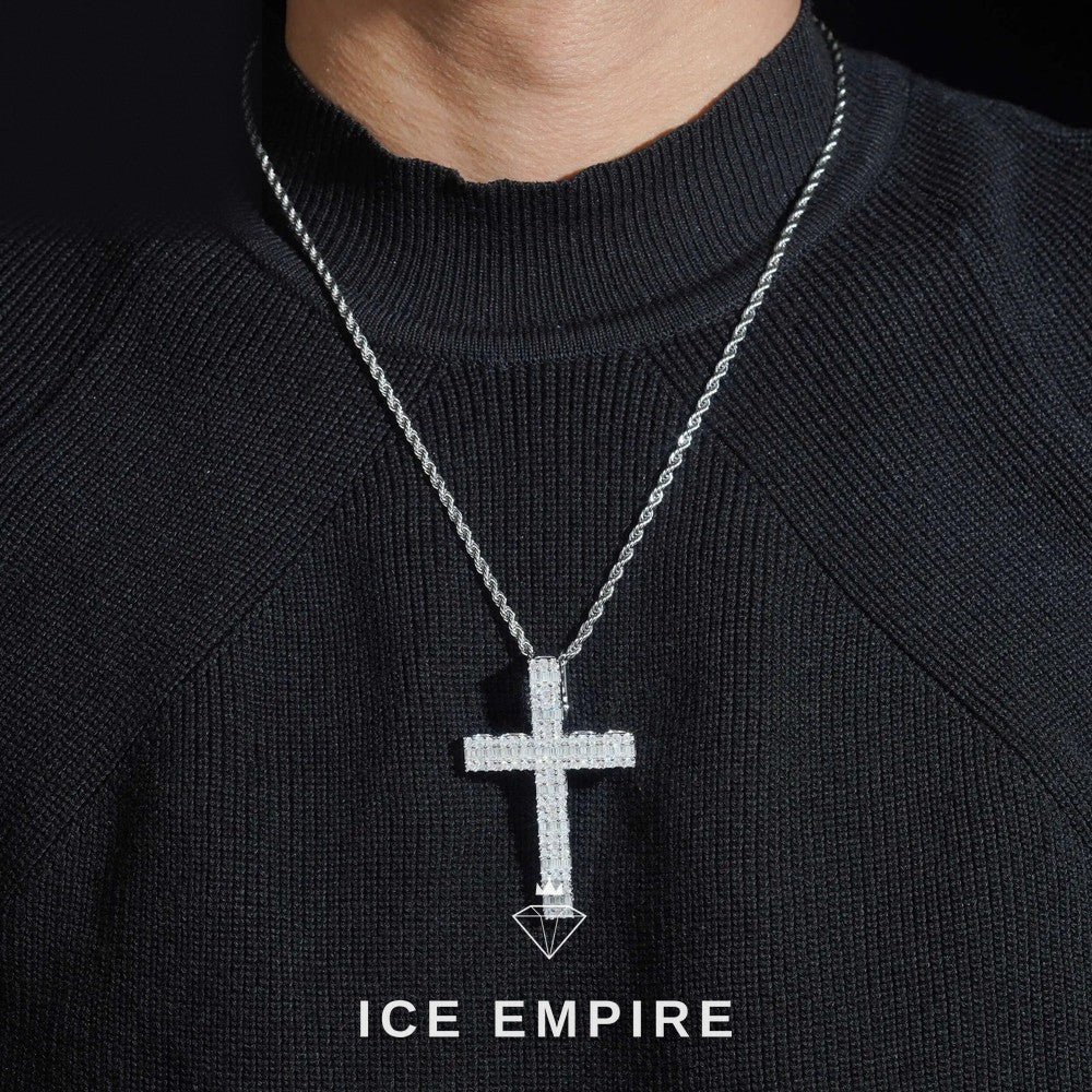 Iced Out Baguette 925 Silver Moissanite Pendant