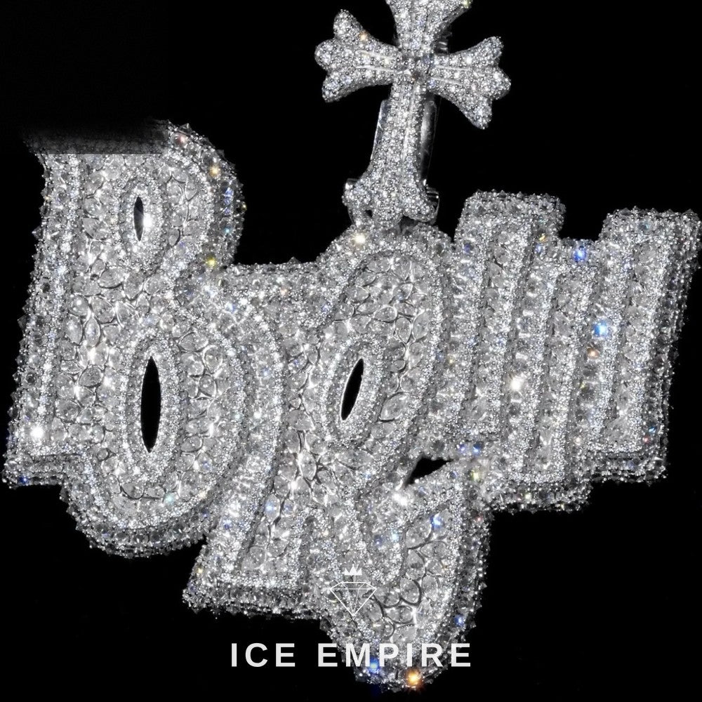 Iced Out Cross 925 Silver Moissanite Pendant