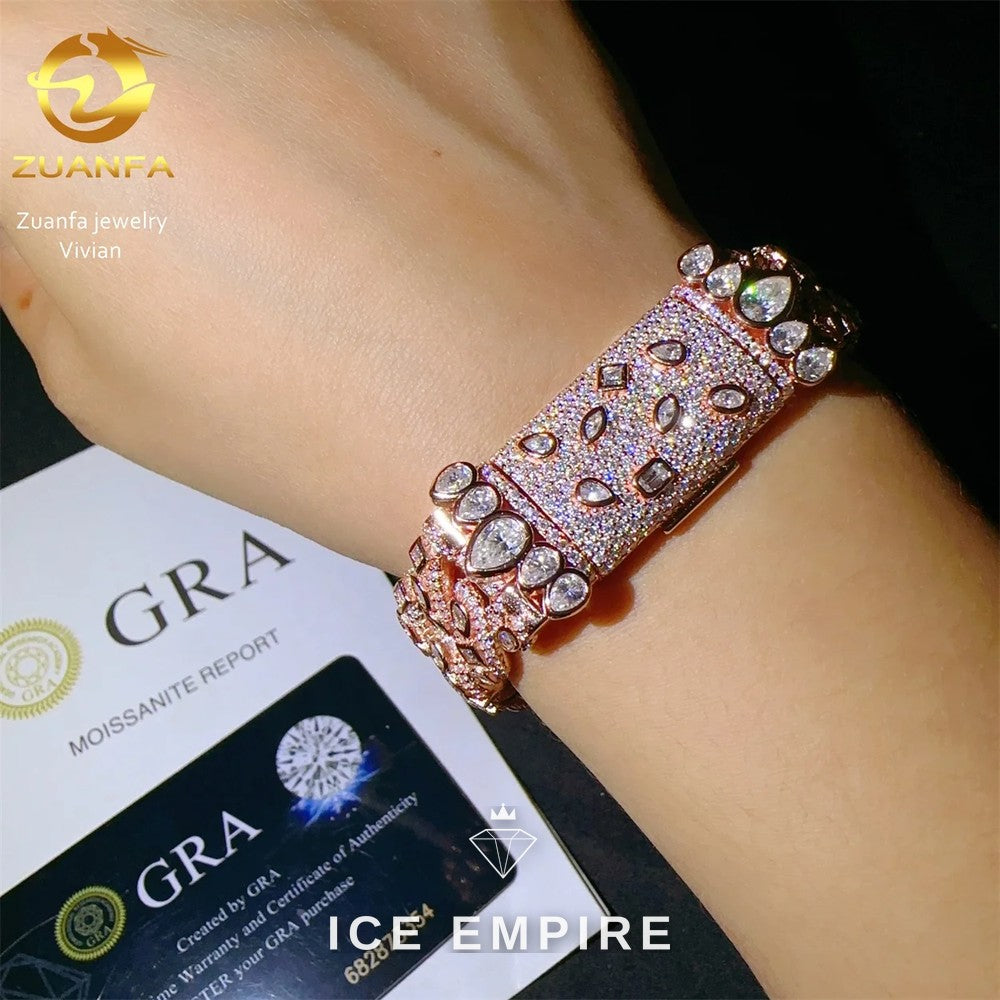 Iced Out 925 Silver Moissanite Cuban Chain